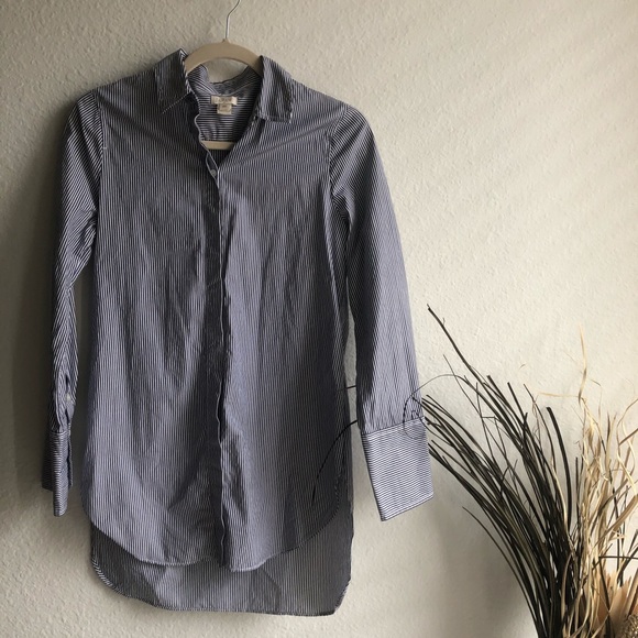 Blue and white stripe J Crew button up long - Picture 7 of 10